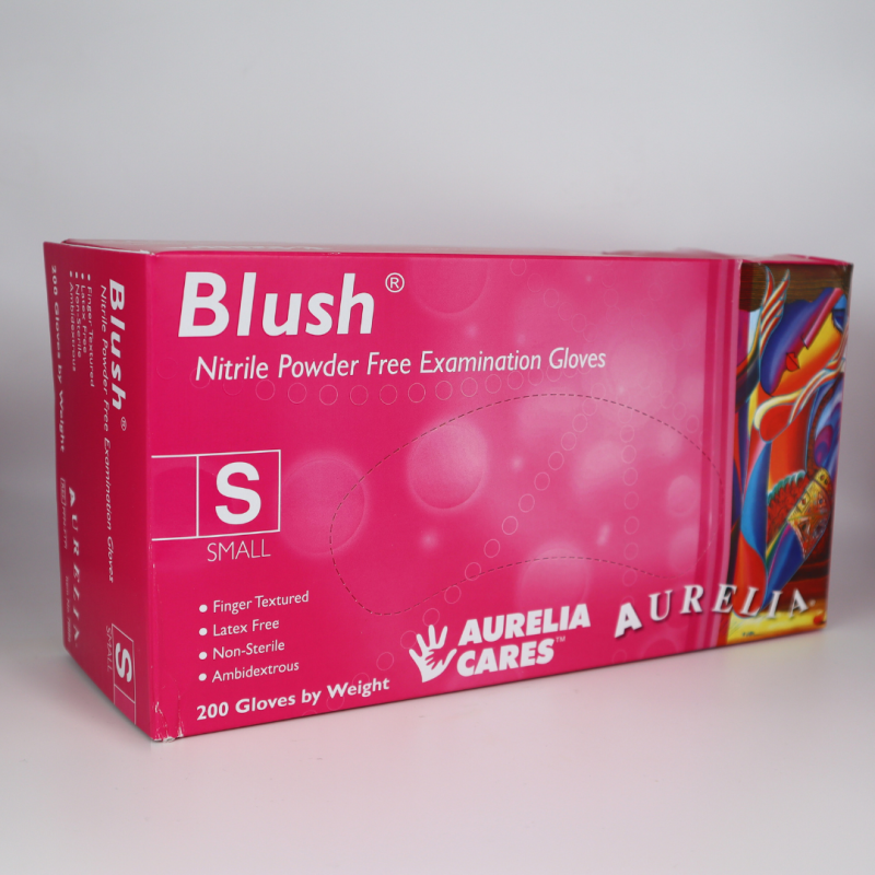 Aurelia® Blush Powder Free Pink Nitrile Gloves - Small - Box of 200