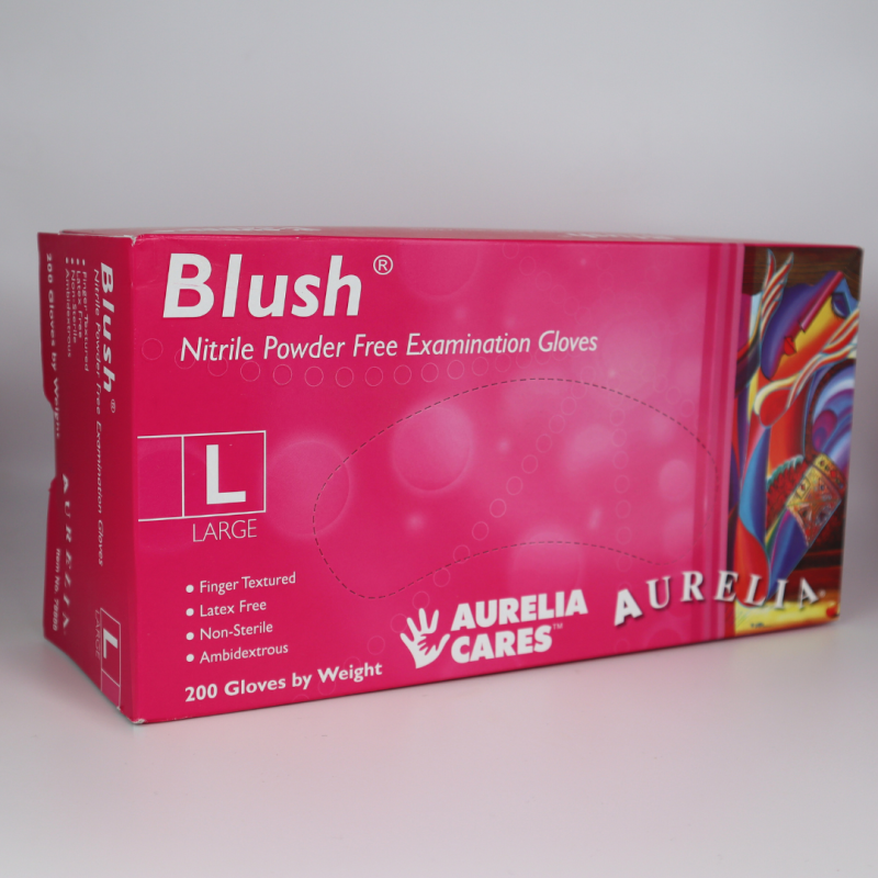 Aurelia® Blush Powder Free Pink Nitrile Gloves - Large - Box of 200